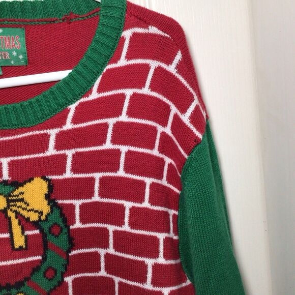 Ugly Christmas Sweater Brand Christmas Fireplace Large Ugly Sweater - Picture 4 of 16